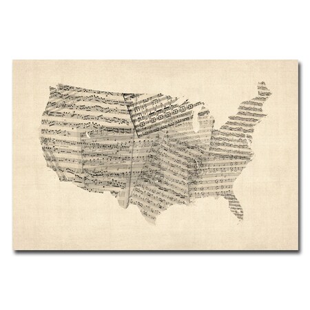 Trademark Fine Art Michael Tompsett 'USA- Old Sheet Music Map' Canvas Art, 30x47 MT0052-C3047GG